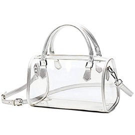 Rullar Women Clear Jelly Purse Transparent Handbag Top Handle Shoulder Bag PVC Purse Totes Satchel White