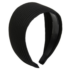 AIBFRID Black Headbands for Women 2.7 Inch Extra Wide Fabric Headband Fashion Stripe Non Slip Elastic Head Bands for Girls Hair Accessories