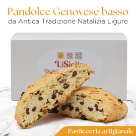 LiSicily - PANDOLCE GENOVESE BASSO (500 Gr) - PRODUZIONE ARTIGIANALE | Fresco Pandolce Basso Genovese interamente Fatto a Mano da Antica Tradizione Natalizia Ligure | Pasticceria Artigianale