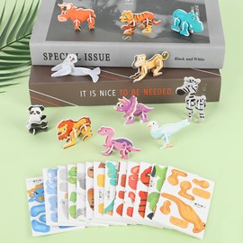 CCINEE 25 Pcs Educational 3D Cartoon Puzzles for Kids,3D Animal Learning Educational Paper Puzzle Game for DIY Crafts Gifts