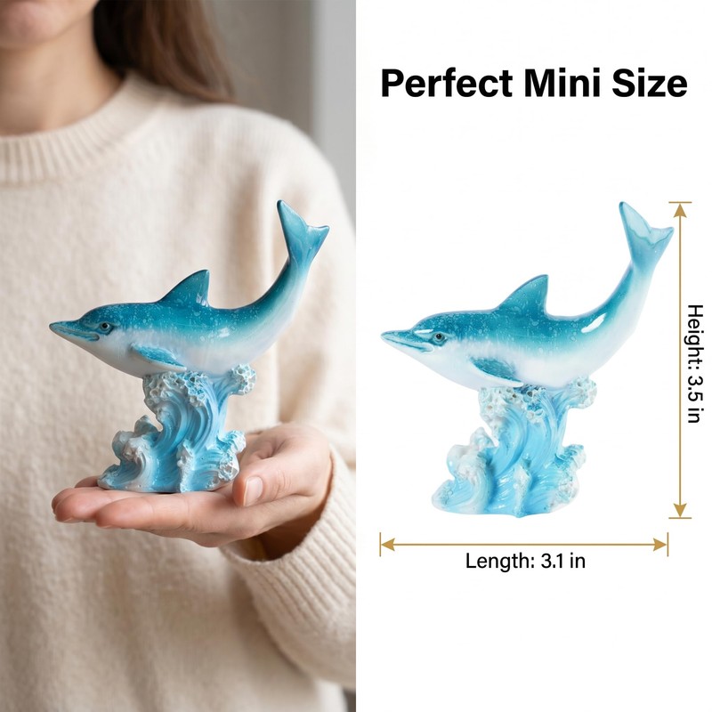 Brizoria Dolphin Decor Nautical Decor Leaping Dolphin Figurines Blue White