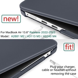DONGKE Compatible with MacBook Air 13.6 inch Case M4 M3 M2 2025 2024 2023 2022 A3240 A3113 A2681, Plastic Hard Shell & Keyboard Cover for MacBook Air M4 13 inch Case, Crystal Black