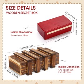 2 Pcs Puzzle Boxes Wooden Secret Box with Secret Compartment 3D Brainteaser Box Secret Lock Box Wood Brain Teaser Puzzle Difficult Puzzle Gifts Brainteaser Game for Adults and Teens