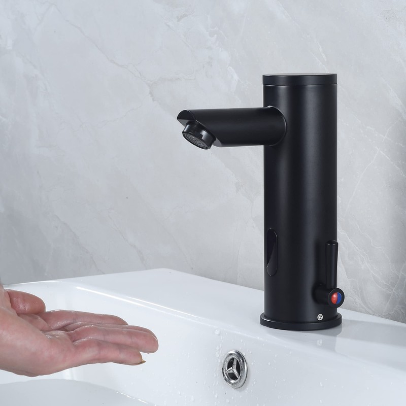 HHOOMMEE Automatic Touchless Bathroom Sink Faucet Motion Activated Sensor Hands