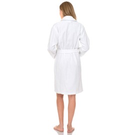 TowelSelections Women’s Robe, 100% Cotton Short Terry Shawl Bathrobe X-Small White