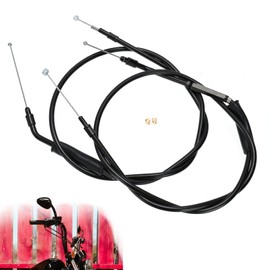 TIGERSGATE 53.8" Black Vinyl Stainless Steel Braided Extended Throttle and Idle Cable Kit for 2000-2006 Softail Models 16" Handlebar