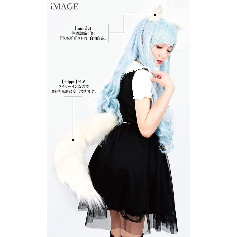Fujitatsu KDG400BLK Fox Ear Tail Set, Cosplay, Costume, Halloween, Unisex,