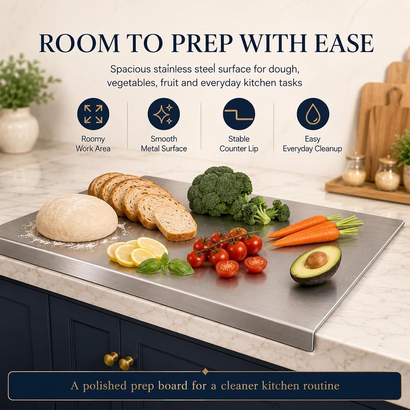 Stainless Steel Cutting Board with Lip for Kitchen，11.8×15.7in (B)