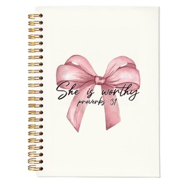 Yetmadi Coquette Pink Bow Christian Notebook, Proverbs 31 Woman Bible Journaling Notebook, Bible Notebooks for Note Taking, Church Notes Journal, Christian Religious Journals for Women, 5.5x8.3 Inch