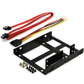 Rhombutech® Set of 2 Mounting Frame for 2 x 2.5 Inch Hard Drives / SSD to 3.5 Inch Metal – Very Stable – Optimised for SSD – Bracket Rails Including Mounting Screws (Set 2 x HL-SD3)