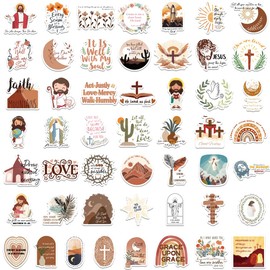 50PCS Bible Verse Stickers, Christian Stickers for Kids, Inspirational Jesus Sticker, Waterproof, Fade-Resistant, High Adhesion, Christian Easter Gifts, for Bible Journaling, Water Bottles, Laptop