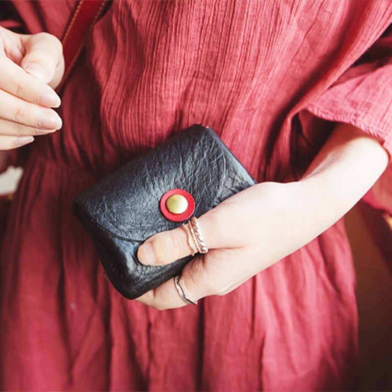 Polcoloso sokunou Women's Mini Wallet that Won't Break Bills, Black