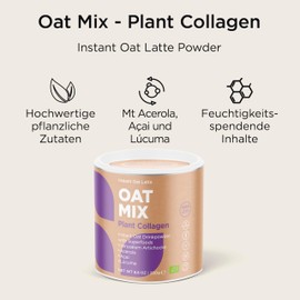 OAT MIX Plant Collagen, Organic Oat Drink with Lúcuma, Acerola & Açai, Vegan Collagen Booster, Stimulates the Body's Own Collagen Production, Vegan, Gluten-Free & No Additives, 250 g