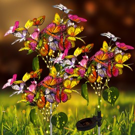 biguphate Solar Garden Lights with Butterfly, Solar Lights Outdoor Decorative Butterfly Stakes for Garden, Patio, Backyard, Yard, Pathway, Gifts for Mother's Day (3 Pack