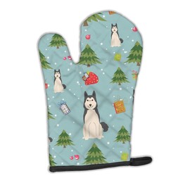 Caroline's Treasures BB4685OVMT Christmas West Siberian Laika Spitz Oven Mitt Heat Resistant Thick Oven Mitt for Hot Pans and Oven, Kitchen Mitt Protect Hands, Cooking Baking Glove