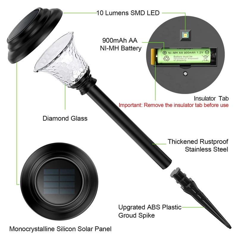 Glass Solar Lights Outdoor, 8 Pack Super Bright Solar Pathway