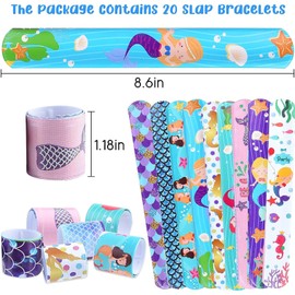 NovaHance 36 PCS Mermaids Slap Bracelets Kids Party Favors,Bulk Snap Bracelet Party Favors Supplies for kids&teens Gifts Teacher Classroom School Favors Prizes Exchanging Gift
