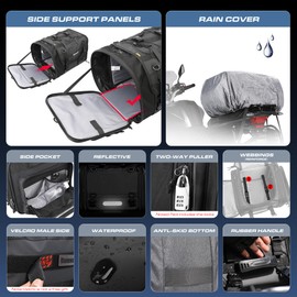 Kinpit Motorcycle Seat Bag Motorcycle Tail Bag Shoulder Bag Travel Luggage Bags Motorbike Rear Tack Truck Bag Storage Bags with Rain Cover (40-60L)