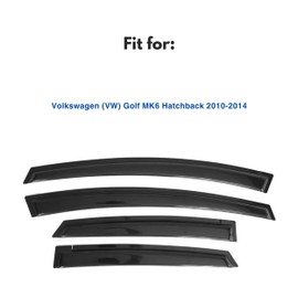 IG Window Visor for Volkswagen (VW) Golf MK6 Hatchback 2010-2014, Rain Guard Tape-On Durable Sun Wind Side Vent Window Deflector Mugen Style, 2010 2011 2012 2013 2014 (5-Door Only)