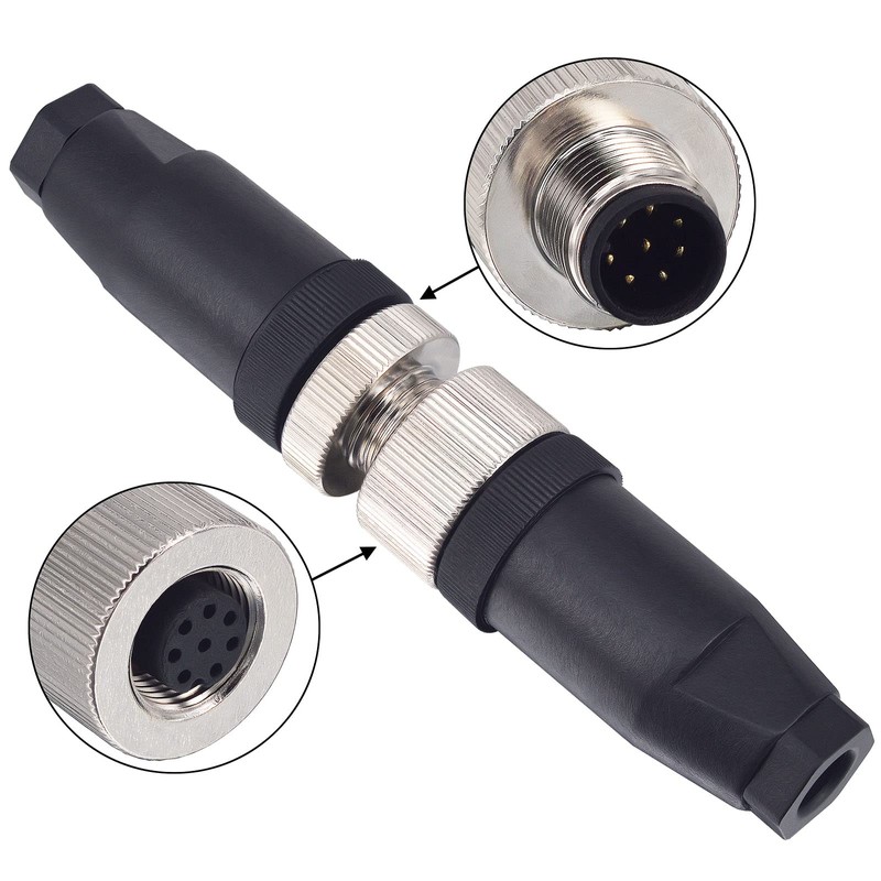 M12 8-Pin Female Circular Aviation Connector Plug 12mm Waterproof Circular