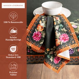 Maison d' Hermine Pumpkin Garden-Dark Green 100% Cotton Soft and Comfortable Set of 4 Napkins Perfect for Family Dinners Weddings Cocktail Kitchen Home Thanksgiving Christmas (45 cm x 45 cm)