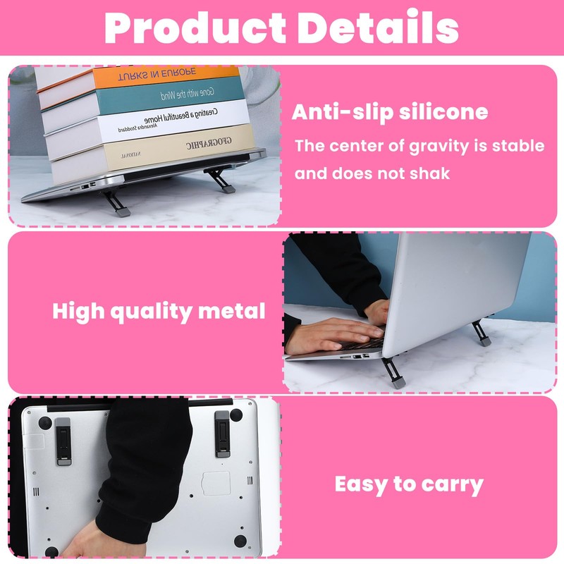 XLIUAX Portable Keyboard Riser for Desk, 2pcs Mini Foldable Laptop