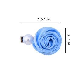 Blue Flower Hair Clips for Women Girls Pearl Hair Barrettes for Thick Hair Pins Rose Side Hair Clips for Fine Hair Accessories Decorations for Woman Mesh No Slip Hair Clips 2 PCS