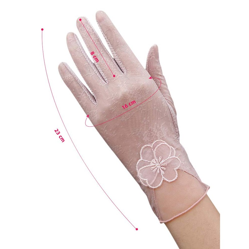 [Euyqs] Elegant Sunscreen Summer Lace Gloves, #2 pink
