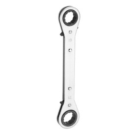 HARFINGTON Double Box End Reversible Ratcheting Wrench 19mm x 21mm CR-V Steel 180 Degrees Metric Double Head 12-Point 24-Teeth Adjustable Ratchet Gear Socket Spanner, Silver Grey