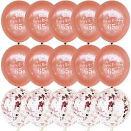 DOJoykey 65th Birthday Party Decoration Balloons, 15pcs 12inch Rose Gold Metallic Balloons Confetti Balloons for 65th Birthday Party Decor