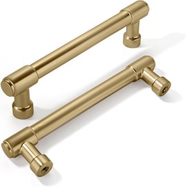 khtumeware 10 Pack 3-1/2 Inch Center to Center Brushed Brass Cabinet Pulls Satin Gold Cabinet Handles Gold Kitchen Cabinet Hardware for Cupboard Drawer Pulls Dresser Handle 3.5 Inch Center to Center