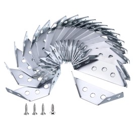 uxcell 10pcs Universal Iron Furniture Corner Connector with Stainless Steel Screws, Corner Trapeziform Angle Bracket Braces for Shelf Cabinet Table Chair, Silver Tone