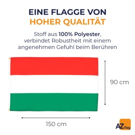 HUNGARY FLAG 3' x 5' - HUNGARIAN FLAGS 90 x 150 cm - BANNER 3x5 ft Light polyester - AZ FLAG
