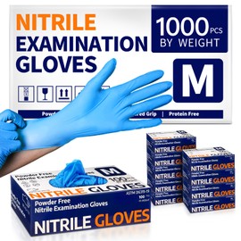 Supmedic Nitrile Exam Glove, 3.5 mil Disposable Medical Gloves Powder-Free Latex-Free, Case of 1000 pcs (Blue) (Medium)