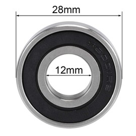 sourcing map S6001-2RS Double Sealed Deep Groove Ball Bearings 440C Stainless Steel 12 mm x 28 mm x 8 mm Pack of 2