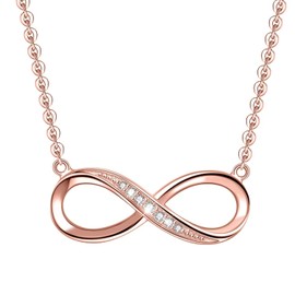AMIGUO Infinity Necklaces for Women, 925 Sterling Silver Necklace Infinite Pendant Jewelry Rose Gold Plated