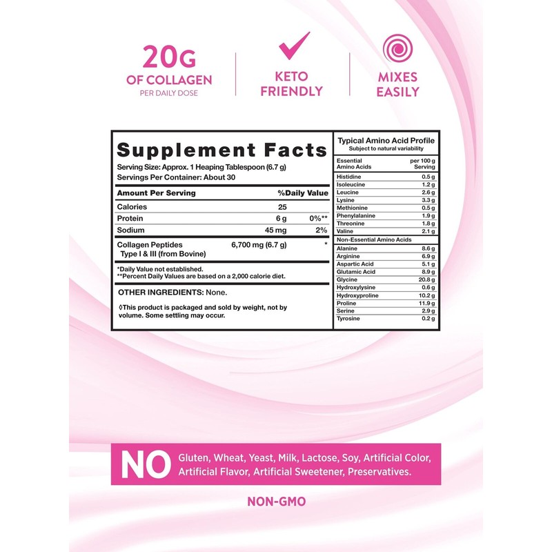 Nature's Truth Ultra Collagen Peptides 60 Servings Unflavored Powder 20g