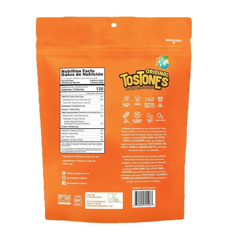 TOSTONES - Green Plantains (Re-Sealable Bag) - 3.53 Oz per