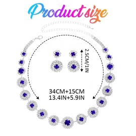 Zoestar Bridal Wedding Jewelry Set Sparkly Rhinestone Necklace Earrings Sets Formal Costume Jewelry for Women (Blue)