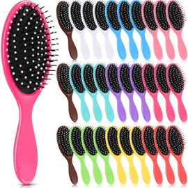 Suclain 50 Pieces Hair Brushes for Women Travel Detangling Brush Soft Bristles with Cushion Base Drying Detangler Small Hair Brushes for Women, 10 Colors