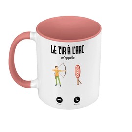 Tasse Farbe Premium Qualität Rosa – Le Shooter à l'Arc M'Appelle Sport Freizeit – Tasse mit Henkel und farbigem Innenfutter