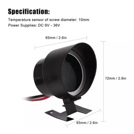 Digital Water Temperature Display, Akozon DC 9V-36V Round Blue Backlight Voltmeter Digital Water Temperature Display for Car Motorcycle ATV