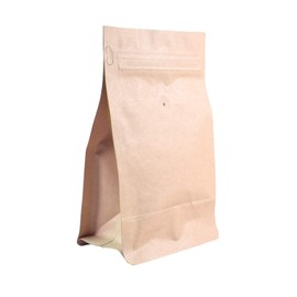 AwePackage 12 oz Resealable Zipper Box Pouch Coffee Bag with valve - Flat Bottom Pull Tab (50, Kraft Wide)