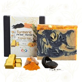 INFINITE WONDER | GOLD Soap | Jabón con ORO 24K, cúrcuma y carbón | Barra artesanal y vegana, con ingredientes orgánicos | Piel firme, tersa y luminosa | Barra humectante para cara y cuerpo.