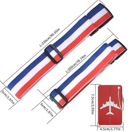 Pack of 2 Suitcase Strap Suitcase Strap with Combination Lock, Adjustable Suitcase Luggage Straps, Luggage Strap, Name Tag, Luggage Strap for Secure Closing