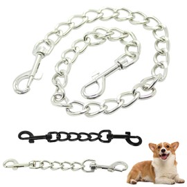 3Pcs Metal Dog Collar, Prong Collar Safety Clip Chain, A 6.1-Inch Silver and a Black, and an 18.3-Inch Silver, Chain Suitable for Dog Harness Chain