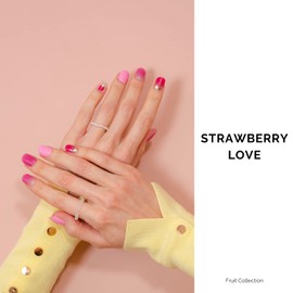 NAILOG Semi-hardened Gel Nail Stickers (34 Pieces), Long Lasting, Salon Quality, Nail Stickers, Nail Kit, Beautiful Gloss, Cute, Art Design, Spring, Strawberry