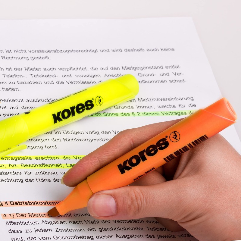 Kores - High Liner Plus: Orange Fluorescent Highlighter Pens, Chisel