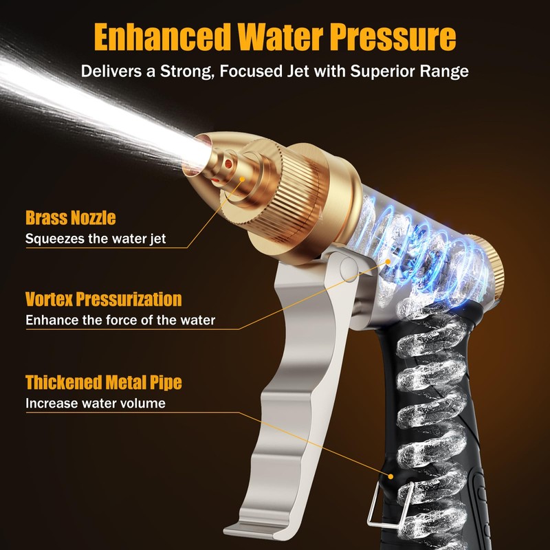 Heavy Duty Brass Garden Hose Nozzle High Pressure Metal Water