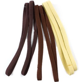 Mytoptrendz® 6 Pcs Elastic Headbands Unisex Plain Long Thin Hairband 1cm Wide (Natural brown assorted)